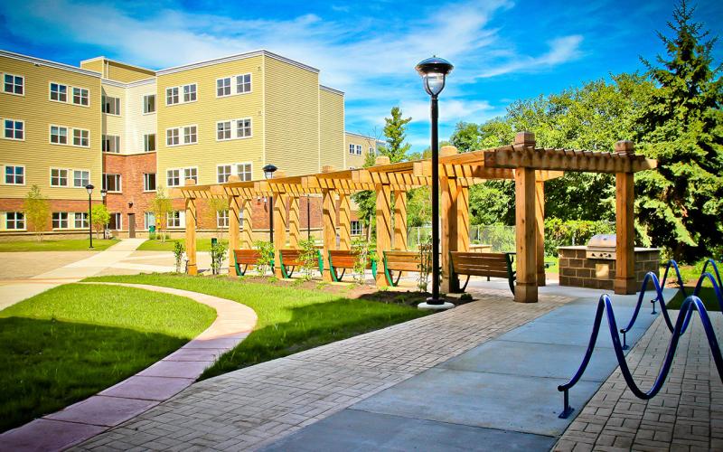 View of the courtyard behind Euclid Commons
