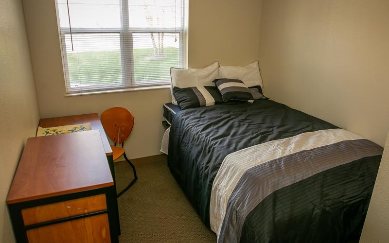 Photo of student bedroom in Euclid Commons